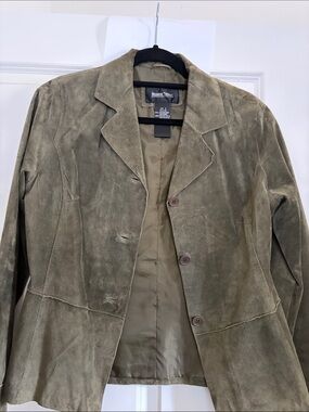 Brandon Thomas Olive Green Suede Button Jacket